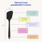 GIR: Get It Right Silicone Kitchen Spatula Turner - Non toxic cooking utensils for Nonstick Cookware, Cooking and Baking, Mini - 11IN - Black
