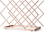Countertop Wine Rack - 10 Bottle Freestanding Modern Rose Gold Metal Small Wine Rack - Tabletop Wine Holder Stand for Cabinet, Pantry, Wine Bottle Storage…