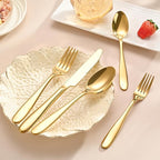 40-Piece Gold Silverware Set, Flatware Set for 8, Food-Grade Stainless Steel Tableware Cutlery Set, Mirror Finished Utensil Sets for Home Restaurant, Forks Spoons and Knives Set, Dishwasher Safe