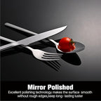 KINGSTONE 24-Piece Silverware Set with Steak Knives, Flatware Set for 4, Stainless Steel Tableware Cutlery Set for Home Restaurant, Mirror Finish,Modern Design