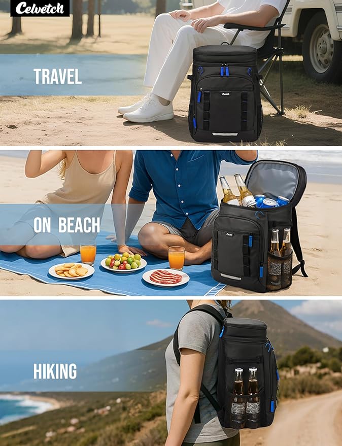 Backpack Cooler Insulated Leak Proof 36/40 Cans Large Capacity Soft Insulated Cooler Bag Lightweight Lunch Backpack for Men Women Work Travel Beach Camping Picnic Hiking - Navy Blue