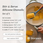 Starpack 'Stir & Serve' Silicone Cooking Utensils Set (5 Pcs) - Kitchen Utensil Set Heat Resistant to 600°F - Kitchen Utensils for Nonstick Cookware - Silicone Utensil Set for Mixing & Cooking