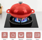 Enameled Cast Iron Dutch Oven with Lid – Non-Stick Bread Pot for Baking, Braising, and Stews – Heavy-Duty Ovenproof Casserole Cookware (Red, 5 QT)