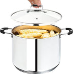 Stock Pot, Large Stainless Steel 11 Quart StockPot, Large Cooking Pot, Clear Glass Lid and Measurement Markings, Steam Hole, Induction, Gas, Electric Compatible Big Boiling Pot