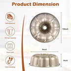 E-far 10 Inch Fluted Cake Pan, Nonstick Tube Pan for Baking Pound Cake, Heavy Duty Carbon Steel Round Baking Mold, Easy Release & Easy to Clean, 10 Cup, Champagne Gold