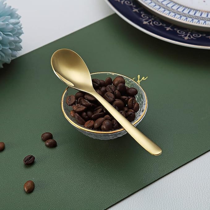 Gold Demitasse Espresso Spoons, 5.5'' Mini Coffee Spoons, Set of 6, Stainless Steel, Dishwasher Safe