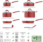 Amazon Basics Aluminum NS 12pc Red cookware set, 12 piece