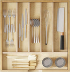WelFurGeer Solid Birch Wood Silverware Drawer Organizer, Wooden Cutlery Drawer Organizer, Utensil Tray for Kitchen Drawers, Kitchen Utensil Organizer for Silverware, Flatware, Spoons, Forks, Knives