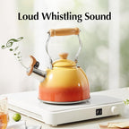 ROCKURWOK Tea Kettle, Tea Pot with Cool Touch Ergonomic Handle, Teapot Food Grade Stainless Steel, Tea Kettle Stovetop, Kettle Teapot, Whistling Tea Kettle, Small Tea Pot, 1.6 Quart (Orange)