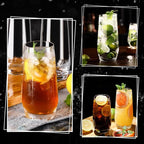 Highball Glasses Set of 4,Tall Drinking Glasses 18oz,Clear Cocktail Glass Cup Water Glasses Mojito Glassware for Juice,Beverage,Restaurant