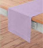 Solino Home Cotton Linen Table Runner 48 Inches - Lavender Ice Hemstitch Table Runner 14 x 48 Inch Ideal for Dresser and Coffee Tables - Summer