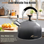 Tea Kettle Stovetop,Stainless Steel Whistling Tea Kettle For Stove Top, 2.5 Qt Tea Pot With Folding Handle, Food Grade Water Teapot Water Kettle For Stove Home Camping Travel,Gradient Black