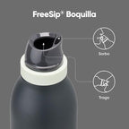 Owala FreeSip Twist Insulated Stainless Steel Water Bottle with Straw for Sports and Travel, BPA-Free, 24-oz, Blue/Grey (Foggy Tide)