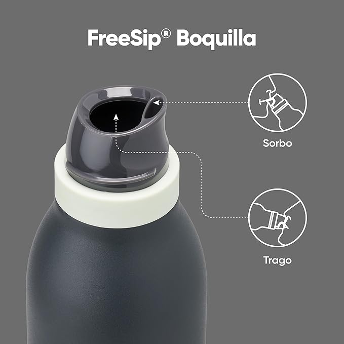 Owala FreeSip Twist Insulated Stainless Steel Water Bottle with Straw for Sports and Travel, BPA-Free, 24-oz, Blue/Grey (Foggy Tide)