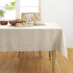 Solino Home Light Natural Linen Tablecloth 52 x 52 Inch - 100% Pure Linen Square Table Throw - Athena, Machine Washable Tablecloth for Summer, Fall, Autumn