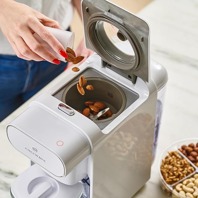 ChefWave Milkmade Non-Dairy Milk Maker (Silver/White)– 6-in-1 Vegan Plant-Based Milk Machine with Auto Clean, Delay Start & Glass Pitcher – Almond, Oat, Soy, Cashew, Coconut, Macadamia Milk Maker