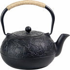 60.9oz YJX Cast Iron Teapot, Japanese Tetsubin Tea Kettle for Stovetop Safe, Cast Iron Tea Pot with Infuser for Loose Leaf, Black Kettle Teapot, Good Gift For Tea Lovers(1800ml)