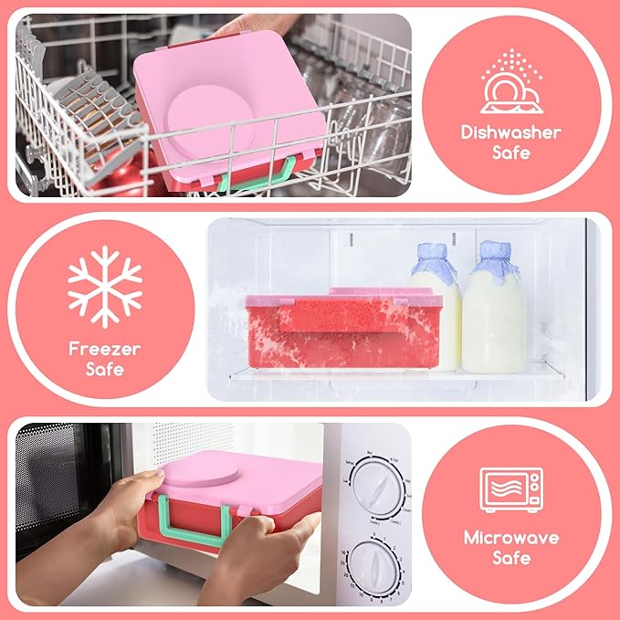 Bento Box for Kids - Leak-Proof Lunch Box with Insulated Thermos Food Jar - 4 Compartments, 1 Removable Divider, 1Spoon, 1 Fork - Dishwasher Safe, BPA-Free (Pink)