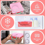 Bento Box for Kids - Leak-Proof Lunch Box with Insulated Thermos Food Jar - 4 Compartments, 1 Removable Divider, 1Spoon, 1 Fork - Dishwasher Safe, BPA-Free (Pink)