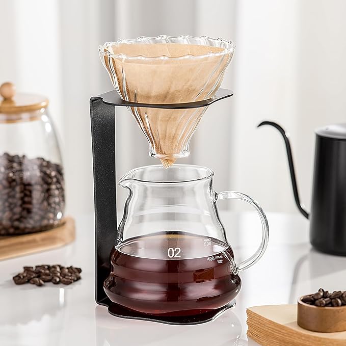 Coffee Pour Over Set – Complete Pour Over Coffee Maker with Dripper, Pot, and 100 Filters | Portable V60 Style Drip Coffee Pour Over
