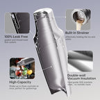 Hybrid Cocktail Shaker Set | Vacuum Insulated Stainless Steel Martini Shaker with Strainer & Jigger Lid | Travel Cocktail kit with Bartender Accessory Tools | 30oz | Gunmetal Gray
