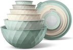 COOK WITH COLOR Mixing Bowls with Lids - 12 Piece Plastic Nesting Bowls Set includes 6 Prep Bowls and 6 Lids, Diamond Design - Microwave Safe (Mint)