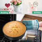 TeamFar 8 Inch Cake Pan, Round Baking Layer Cake Pan Set of 3, with Non-Stick Coating Stainless Steel Core for Birthday, Party, Wedding, Healthy & Heatproof, Release Easily & Easy Clean