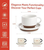 Sweese 8 Ounce Cappuccino Cups Set of 4, Porcelain Stackable Coffee Cups with Saucers and Metal Stand, Multicolor