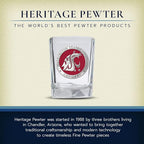 Heritage Pewter Washington State Square Shot Glass | Hand-Sculpted 1.5 Ounce Shot Glass | Intricately Crafted Metal Pewter Alma Mater Inlay