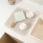 Silicone Dish Drying Mat for Multiple Usage,Easy clean,Eco-friendly,Heat-resistant Silicone Mat for Kitchen Counter or Sink,Refrigerator or Drawer Liner Tapioca XL 18 inches x 16 inches