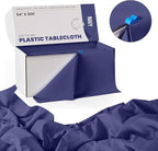 Exquisite Party Solids 54 Inch X 300 Feet Navy Plastic Table Cover Roll in A Cut - to - Size Box with Convenient Slide Cutter. Cuts Up to 36 Rectangle 8 Feet Plastic Disposable Tablecloths