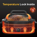 26QT Electric Roaster Oven, Electric Turkey Roaster with Viewing & Self-basting Lid, Stainless Steel Turkey Roaster Oven, RED