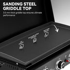 Royal Gourmet PD4001 4 Burner Propane Gas Griddle with Removable Standing Cart, Convertible to Tabletop Design, Flat Top Grill with Hood for Camping, Tailgating, Backyard, Black