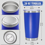 20 oz Tumbler Coffee Tavel Tumblers Bulk with Lid Stainless Steel Double Wall Vacuum Insulated Mug Powder Coated Cups fit Car Cupholder for Hot and Cold - Dark Blue, 1Pack