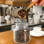 Coffee Scoop For Ground Coffee,Coffee Beans And Tea,10g Capacity-304 Stainless Steel Coffee Spoon With Nature Walnut wood Handle,Golden Yellow(With A Burlap Cord &Thickened Storage Bag)