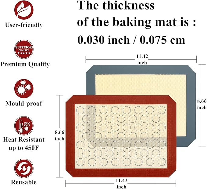 Baking Sheet with Silicone Mat Set of 4, Stainless Steel Cookie Sheet Baking Pan Tray with Silicone Mat, Non Toxic & Heavy Duty & Easy Clean - Size of 12 inch