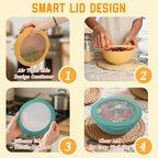 Homienly Wheat Straw Bowls with Lids, 40 OZ Cereal Bowls with Lids, 4 Sets, Alternatives to Plastic Bowl, Salad Container for Lunch, Microwave and Dishwasher Safe Bowl for Kitchen, RV, Camping, Multi