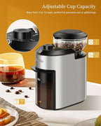 Wancle Burr Coffee Grinder Electric with 28 Grind Settings, 2-12 Cup Capacity Coffee Bean Grinder for Espresso, Drip & French Press, Stainless Steel Coffee Grinders with Chamber Cleaning Brush