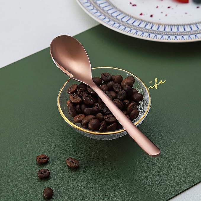 Copper Demitasse Espresso Spoons, 5.5'' Mini Coffee Spoons, Set of 6, Dishwasher Safe