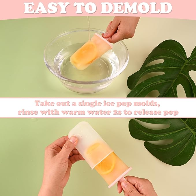 WMKGG Popsicles Molds Set, 6 PCS Ice Pop Mold,Homemade Ice Cream Mould with Sticks, Popsicle Maker(Pink)