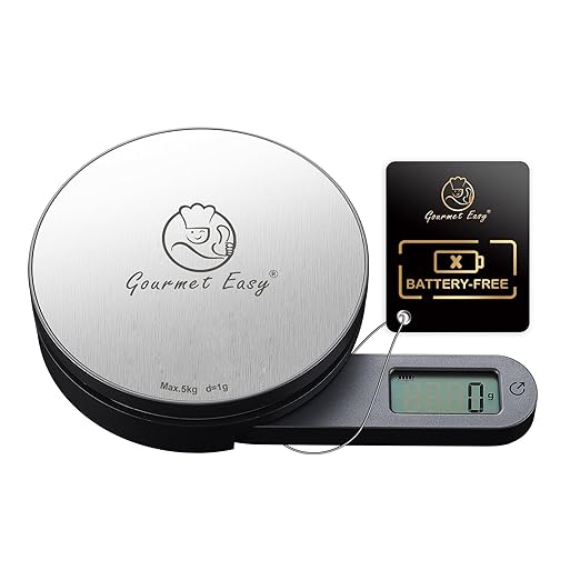 Gourmet Easy Dynamo Food Scale for Kitchen, Battery-Free Technology Kitchen Scale, Food Weight Scale, Weight in Grams & Ounces, Multifunctional Food Scale for Cooking, Baking & Meal Prep, Round
