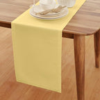 Solino Home Cotton Linen Table Runner 108 Inches Long - Dru Yellow Table Runner 14 x 108 Inch for Dining, Summer - Handcrafted and Machine Washable