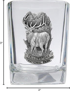Heritage Pewter Elk Yellowstone National Park Square Shot glass, 2 oz