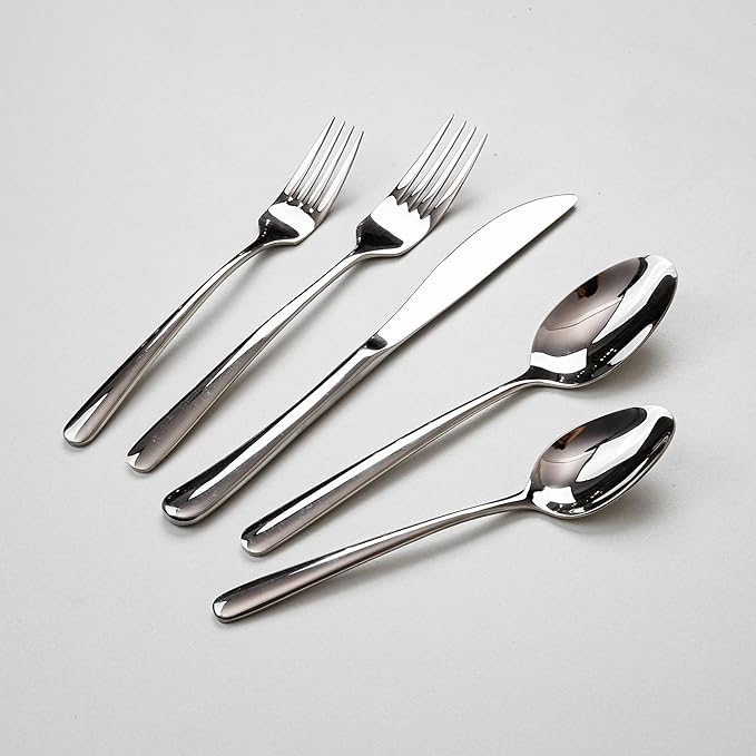Silverware Set, Flatware Set – 18/10 Stainless Steel with Steak Knives, Mirror Polished, Ergonomic Handles, Dishwasher Safe, Perfect for Home, Party, Wedding, 20-Piece for 4 (Silver)