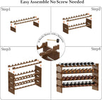 Bambloom Wine Rack Freestanding Floor, Stackable Wine Bottle Storage, Wooden Free Standing Wine Stand Organizer for Kitchen,Cellar. 36 Bottles Wine Holder Display Shelves for Champagne (Walnut)
