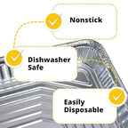 IDL Packaging Full Size Aluminum Steam Table Pans - Medium, 21" x 13" x 2.25" (pack of 25) - Disposable Foil Pan for Grilling, Roasting, BBQ, Cooking, Baking, Freezing
