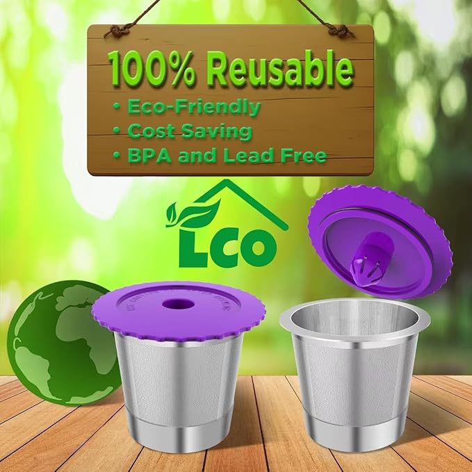 Reusable K Cups, Stianless Steel Coffee Pods with 20 Count paper Filters Compatible with Keurig 2.0 and 1.0 Coffee Makers