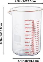 High Borosilicate Glass Measuring Cup-V-Shaped Spout,1000ml(32OZ) Glass Measuring Beaker for Kitchen or Restaurant, Easy to Read