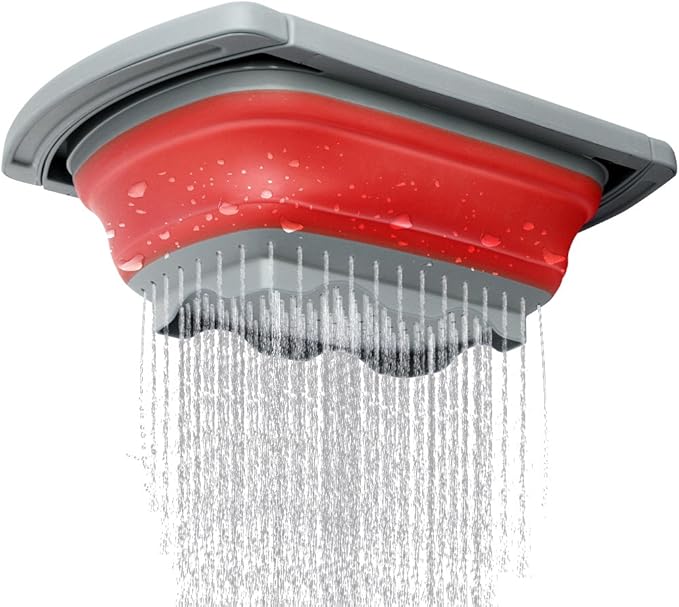 Qimh Colander Collapsible, Over The Sink Veggies/Fruit 6-Quart Strainers and Colanders with Extendable Handles, Folding Strainer for Kitchen