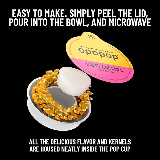 Opopop Microwave Popcorn - Variety 4-Pack Gourmet Popcorn Kit, Collapsible Silicone Popcorn Popper, Popcorn Maker, Gluten Free Snacks Variety Pack, BPA-Free and Dishwasher Safe (New Flavors)